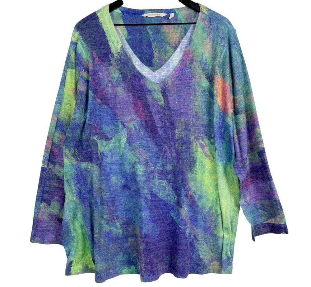 Soft Surroundings Plein De Couleurs Top Kit Watercolor Blue Purple - 3X